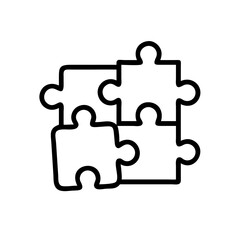Outline of four interlocking puzzle pieces in simple design  