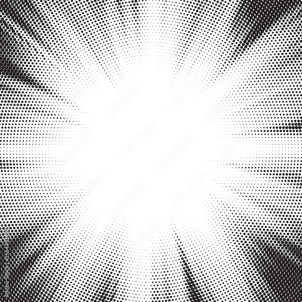 Aufkleber Halftone gradient sun rays pattern. Abstract halftone vector dots background. monochrome dots pattern. Vector background in comic book style with sunburst rays and halftone. Retro pop art design.