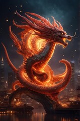 Futuristic 3D Render of a Glowing Dragon for China's National Day
