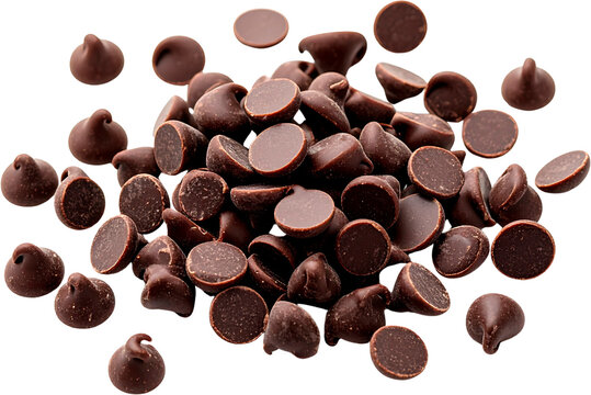 Pile of chocolate chips on transparent background - Powered by Adobe