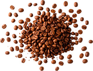 Obraz premium Pile of roasted coffee beans on transparent background