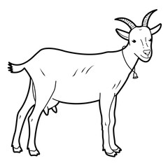Farm animal. Goat. Outline illustration, isolated on white background, design elements