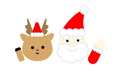 サンタとトナカイのかわいいクリスマスイラスト