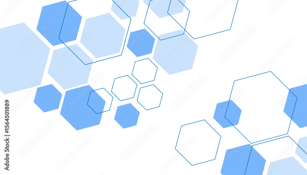 Poster abstract blue hexagon shape for frame illustration design
