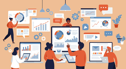 Fototapeta premium Collaborative data analysis: Teamwork for business insights and strategic decisions