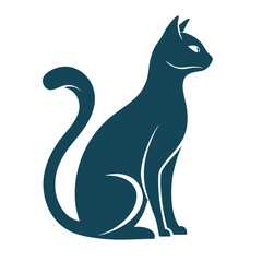 Minimalist Silhouette of a Sitting Cat in Profile View