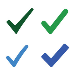 Dark green light green blue and royal blue check marks tick confirm