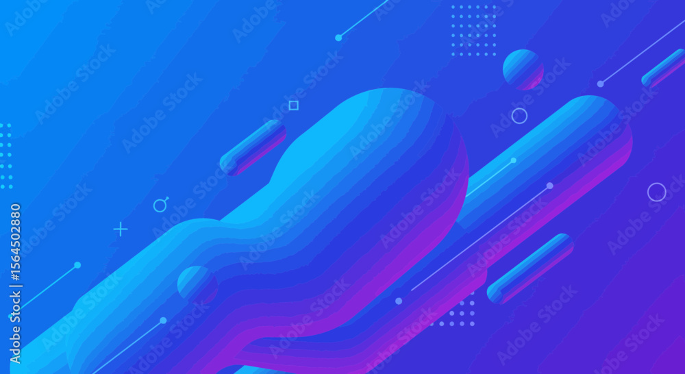 Aufkleber abstract futuristic gradient background with geometric shapes and fluid elements