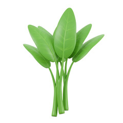 A vibrant, stylized illustration of a bundle of fresh green leaves.