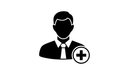 Medical Professional with Cross Icon in Vector Style  add user 