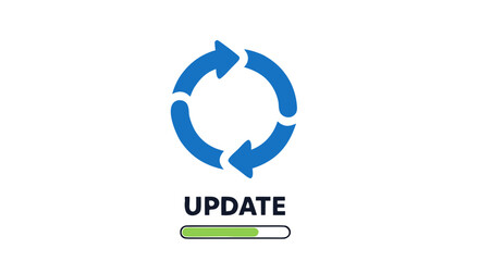 Vector Refresh Icon with Circular Arrow and UPDATE Text for Software and Process Renewal  Update Symbol in Vector Style for Software, Technology, and System Refresh Concepts 