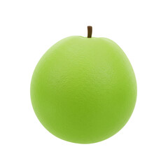 A single, ripe, light-green pomelo fruit, isolated on a white background.  Its smooth skin and small stem are clearly visible.