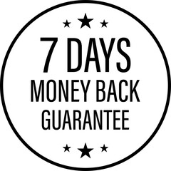 7 days money back guarantee icon for graphic design, logo, website, social media, mobile app, UI illustration