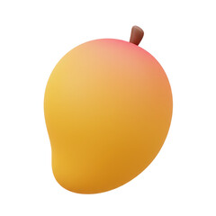 A ripe, yellow mango with a reddish blush, digitally rendered in a 3D style, isolated on a white background.