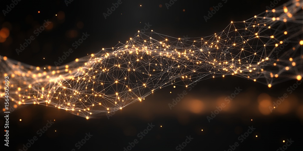 Poster abstract golden network connection digital data flow background