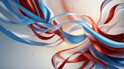 Abstract Bastille Day Background with Blue, White, and Red Ribbons