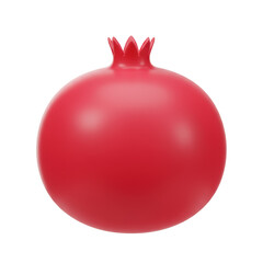 A vibrant, glossy, 3D model of a pomegranate fruit.