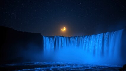 moon with waterfall
