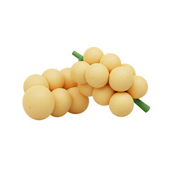 Two light beige bunches of grapes, stylized and cartoonish, depicted against a plain white background.