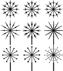Black and White Dandelion Seeds Vector Art: Botanical Illustration of Seedheads and Blowballs