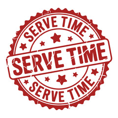 Serve Time Rubber Stamp Illustration in Red Ink on White Background