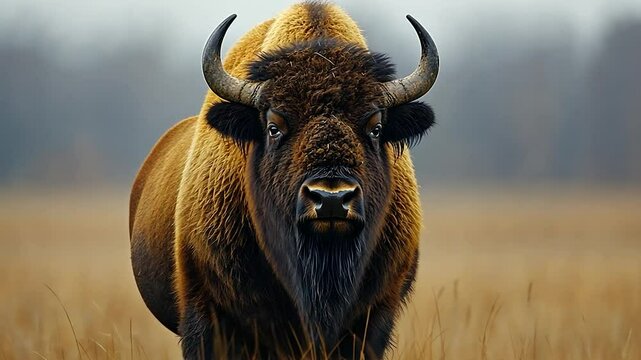 Majestic bison in a field