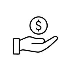 receive money outline icon vector illustration