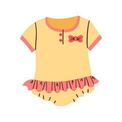 Vector Illustration of Rompers for Babies .Baby Bodysuit flat cartoon style Isolated on White .Body children, baby shirt, onesie. Accessories, clothes for newborns. Top view .