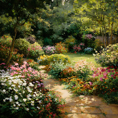 Embracing Nature's Palette: A Garden of Vibrant Blooms and Tranquil Harmony