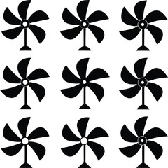 Fototapeta premium Black and White Fan Illustration: Simple Vector Graphic of Electric Fans in Grid Pattern