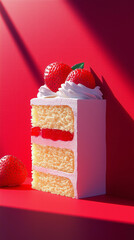 Food photography vertical banner with cake and berries for mobile use