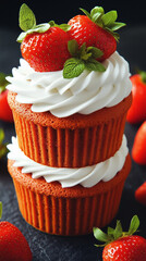 Vertical dessert image for smartphones with cake and berries