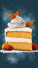 Vertical illustration of cake for mobile web banner