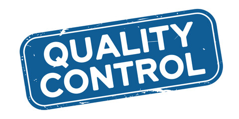 Blue Quality Control Stamp with White Text and Border Design