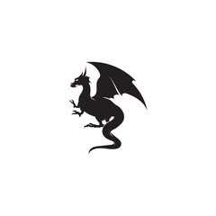 Head dragon flat color logo template vector illustration