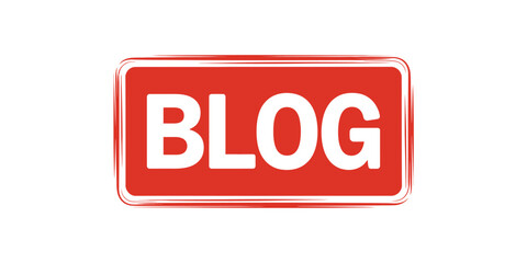 Red Blog Button with White Text on a White Background