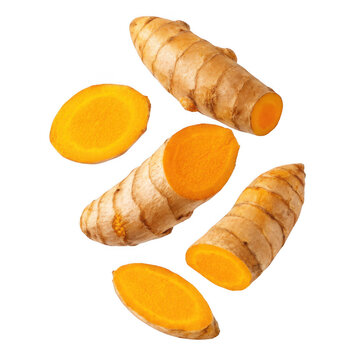 turmeric slices isolated on transparent background