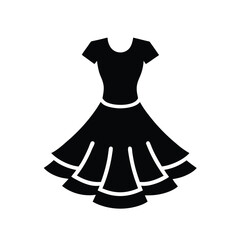 Black Vintage Style Swing Dress Illustration
