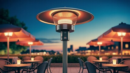 Heater Outdoor Patio Heater at Dusk with Cozy Ambiance