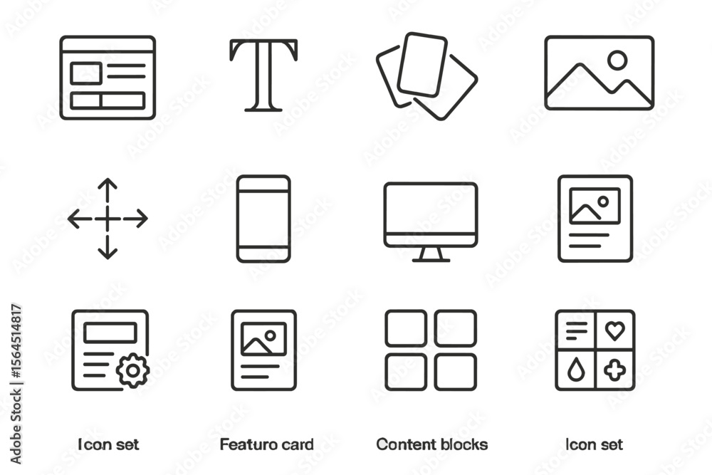 Aufkleber minimalist dark-themed icon set for web and mobile interfaces