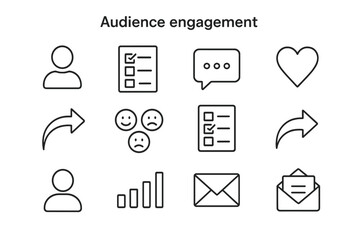 Icons for audience engagement and communication on digital platforms