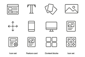 Minimalist dark-themed icon set for web and mobile interfaces