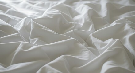 Minimalist and modern white bed linen with natural folds