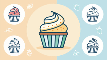 Set of Muffin vector design in white background, Cupcake Logo and icon design, Cupcake vector design