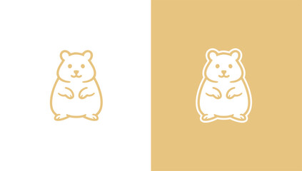 Cute hamster silhouette logo in minimalist vector style, generative ai