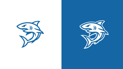Aggressive shark silhouette logo in minimalist vector style, generative ai