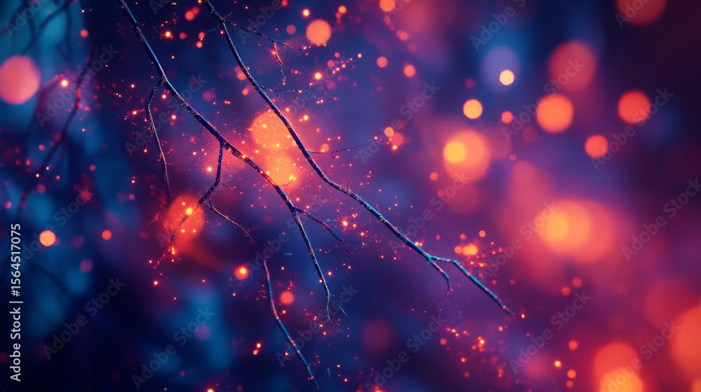 Wall mural a mesmerizing composition of glowing orbs and ethereal branches. this vibrant scene inspires creativ