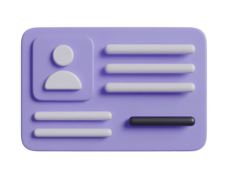 3D Render of a Sleek and Modern Purple ID Card Design Displaying User Profile Information and Contact Details for Identification Purposes Promoting Professionalism in a Digital Age