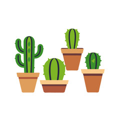 Cute Potted Cactus Plants Illustration-Green Succulents in Brown Pots-Desert Plant Decor for Home-Unique Botanical Art-Minimalist Cacti for Plant Lovers