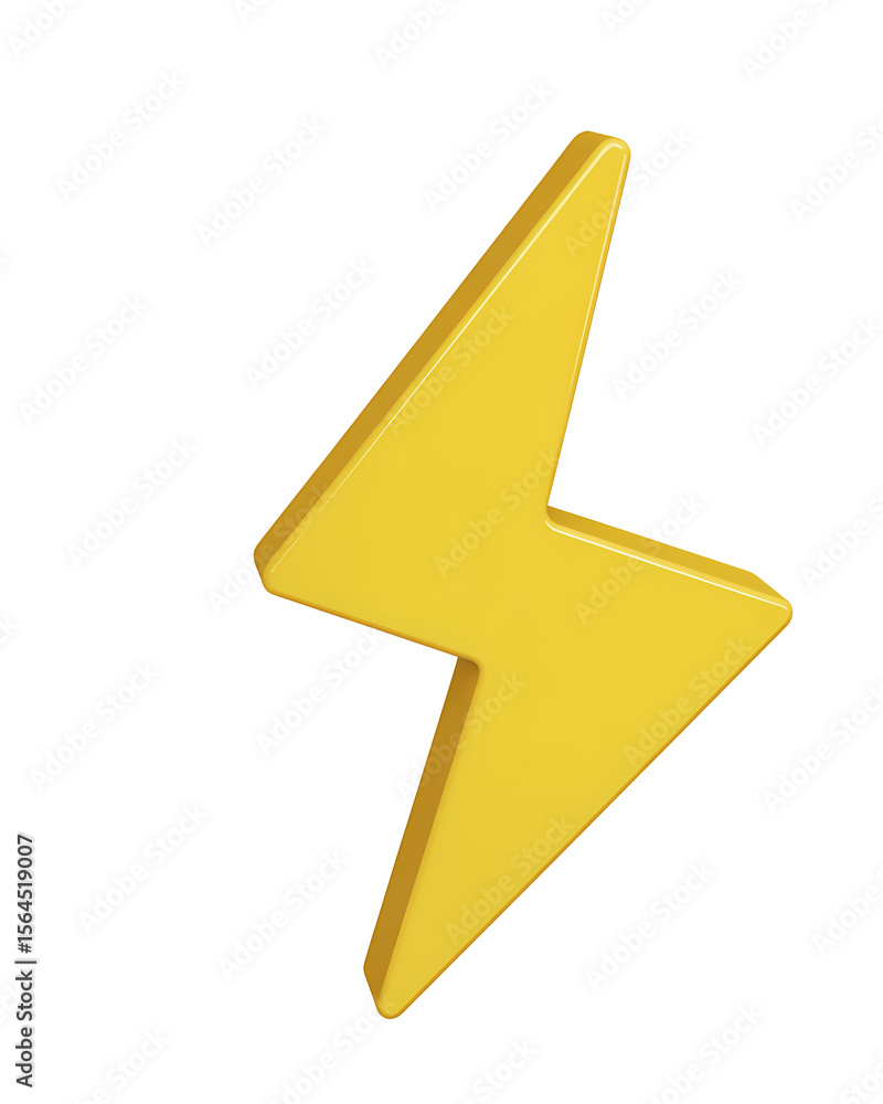 Poster a 3d render of a golden lightning bolt a symbol of energy and speed perfect for adding a dynamic tou